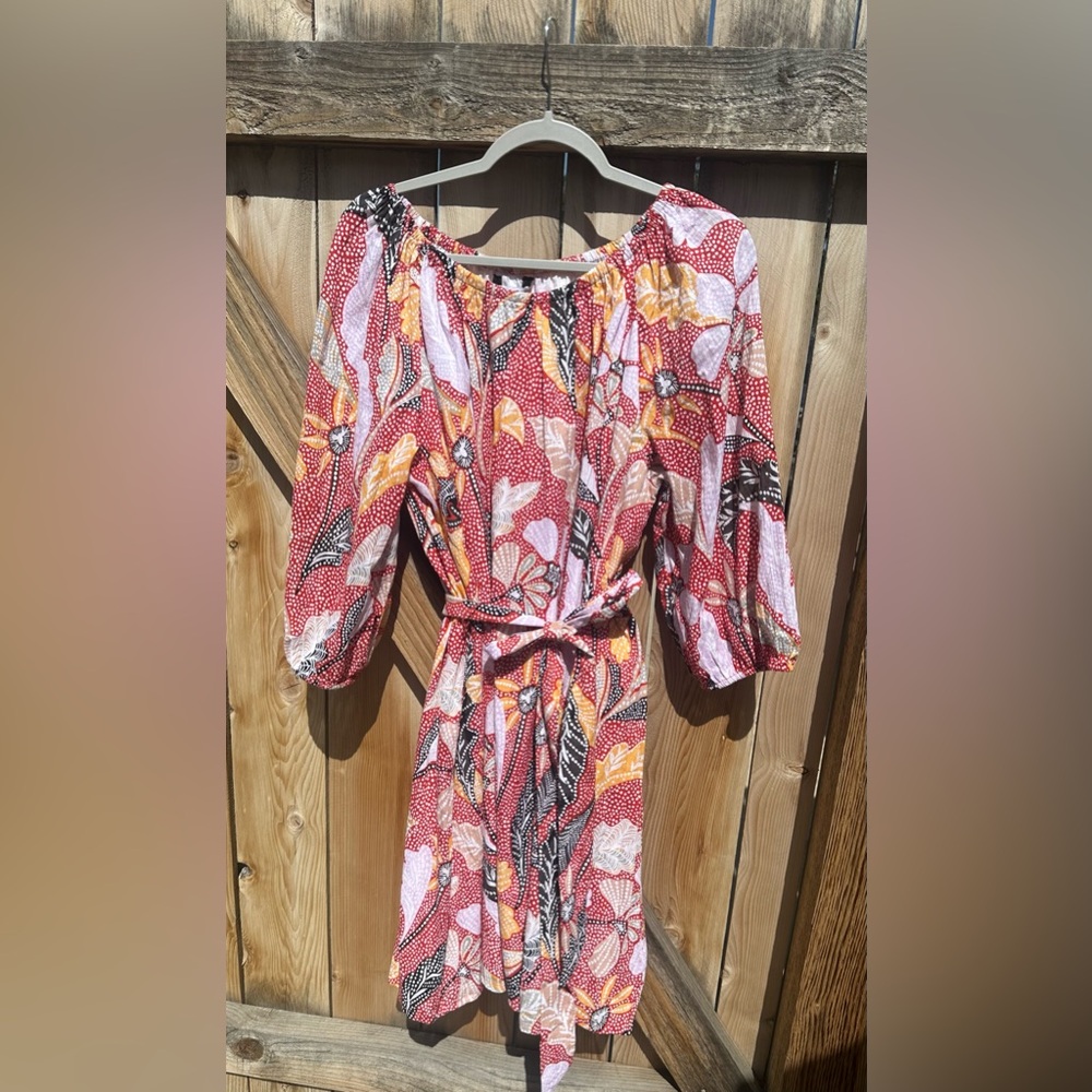 Elizabeth and James Red Floral Long Sleeve Dress